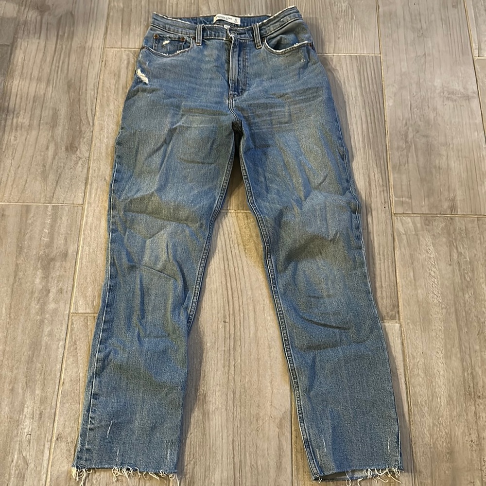 Ankle straight ultra high rise jean